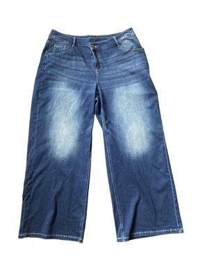 Halara Flex Denim Wide Leg Jeans Size XL Stretch Blue Wash NWT
